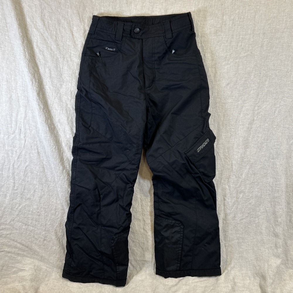 Spyder Kids Insulated Ski Pants Size 12 Black Nylon Winter Waterproof